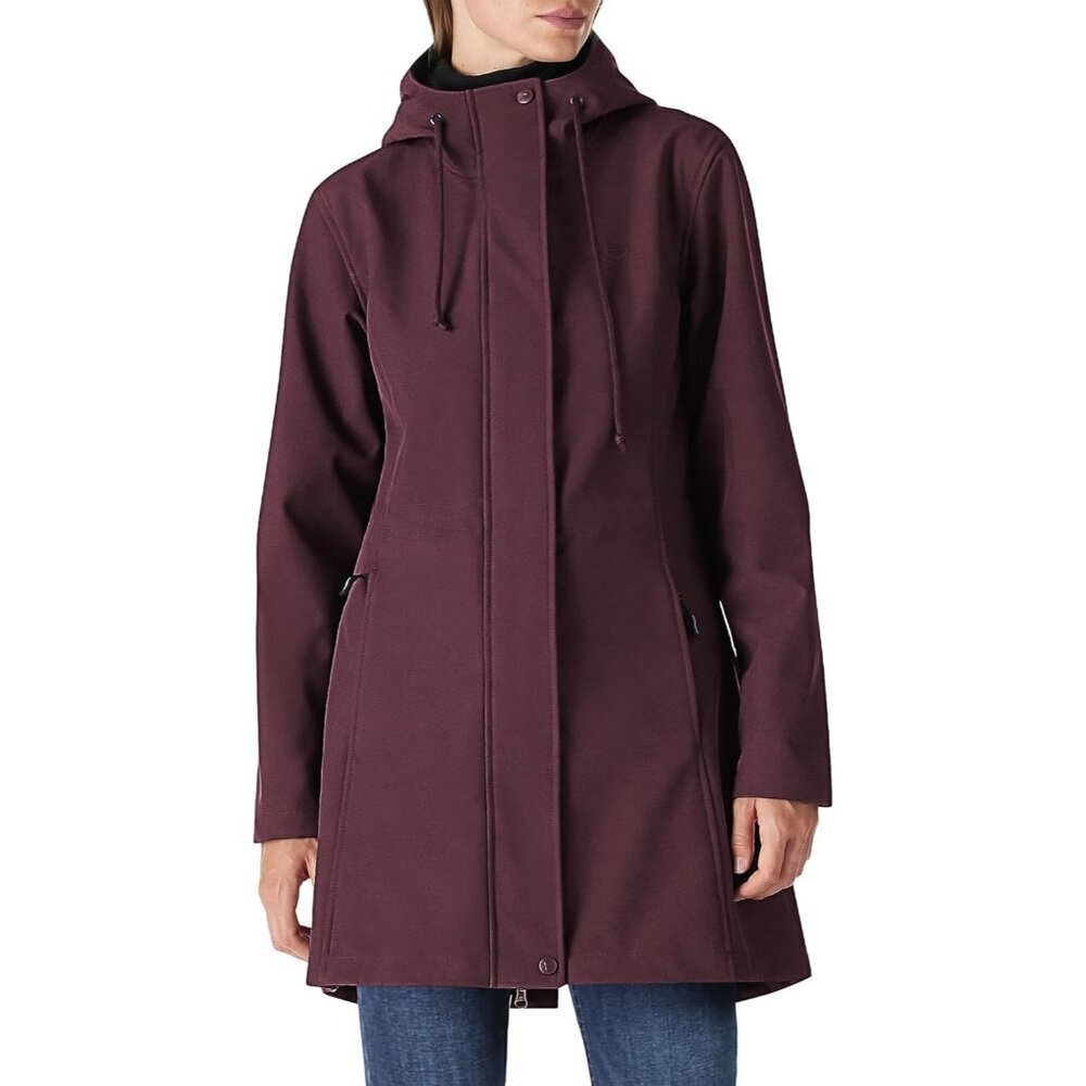 Women's Dark Wine Lightweight Waterproof Hooded Rain Jacket,long Coat